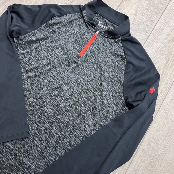Under Armour Men’s Small 1/4 Zip Long Sleeve Pullover Black Gray - Picture 2 of 7